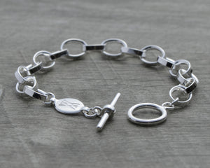 CLASSIC STERLING SILVER CHARM BRACELET - TOGGLE CLASP