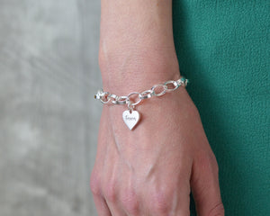 Personalized heart charm bracelet