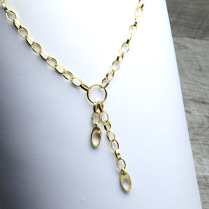 Dual charm station gold link necklace