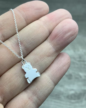 Teddy bear necklace sterling silver