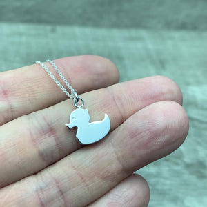 Rubber baby duck necklace sterling silver