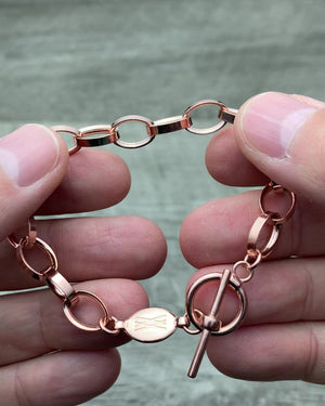 Rose Gold Vermeil Charm Bracelet Toggle Clasp Wellesley Row