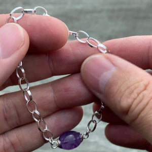 Purple amethyst bracelet sterling silver