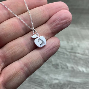 Personalized apple necklace sterling silver