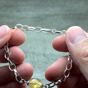 Yellow citrine bracelet sterling silver