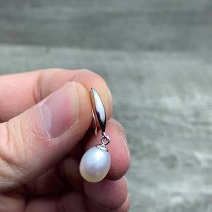 Pearl dangle earrings sterling silver