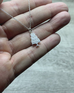 Wedding cake necklace sterling silver