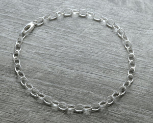 Ankle bracelet in sterling silver rolo chain