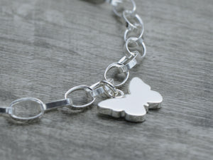 Personalized butterfly charm for sterling silver charm bracelet