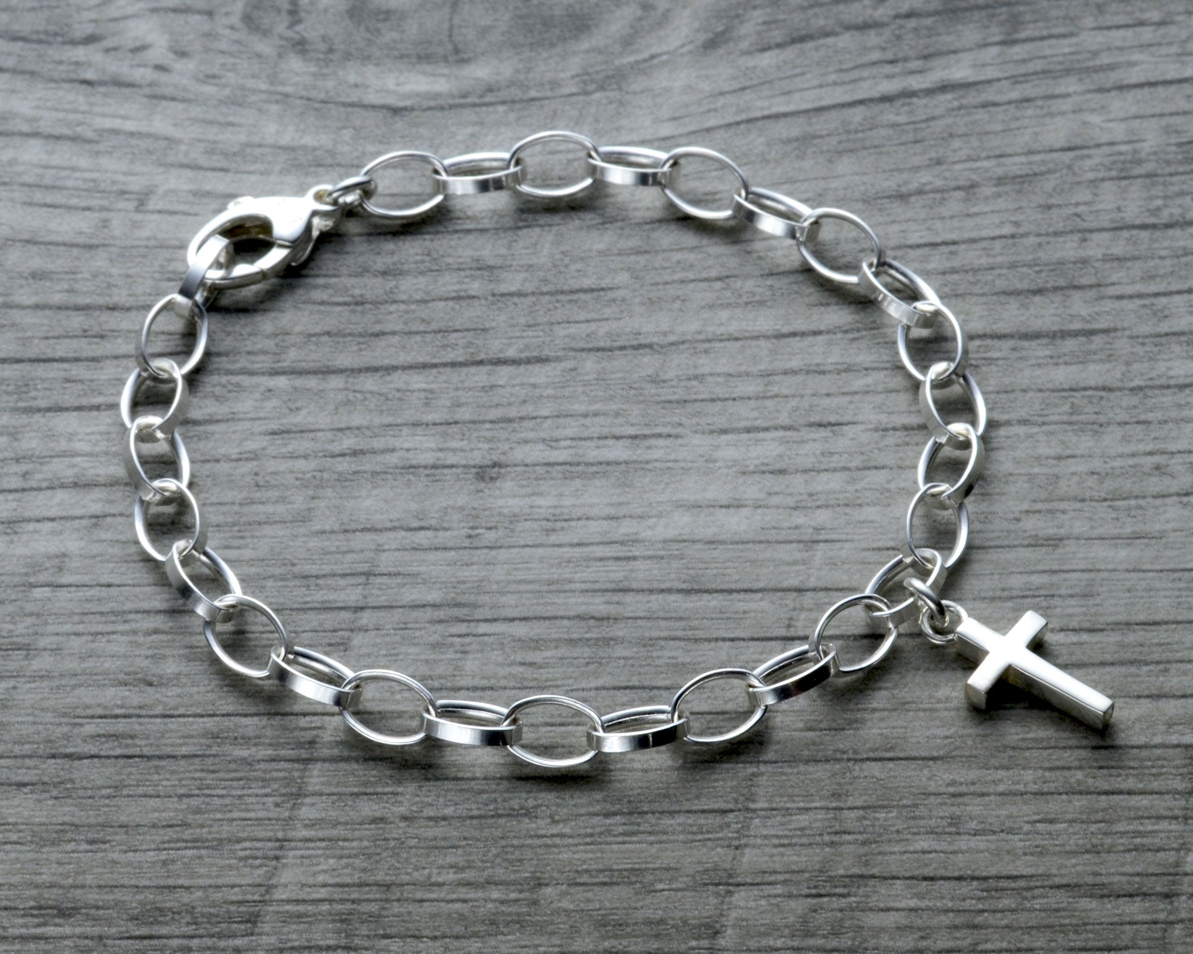 Sterling Silver Cross Design Engraved Bracelet For Men - Silver Palace