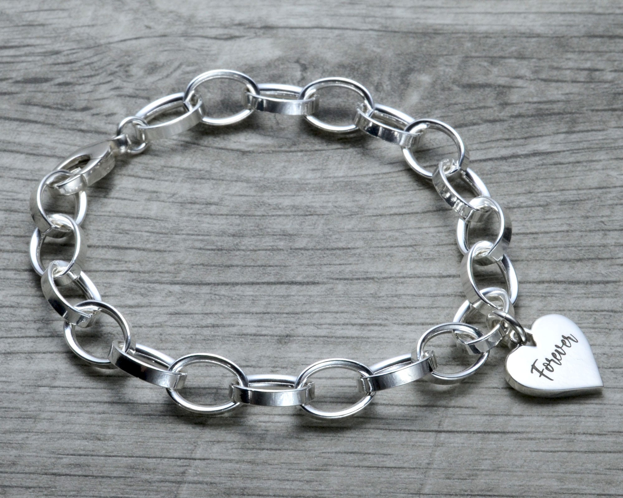 Personalized heart charm bracelet