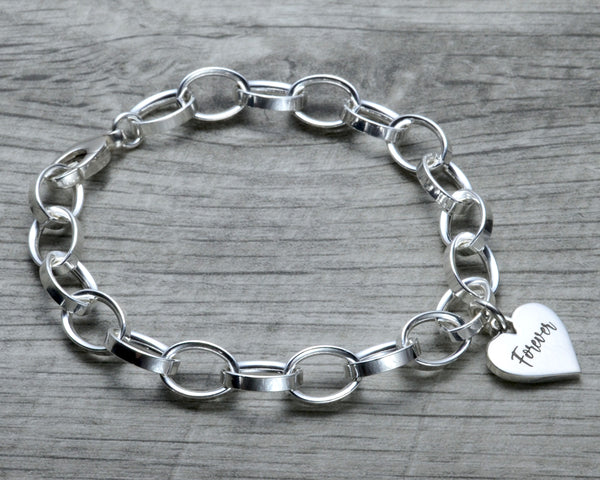 Steel by Design Puff Heart Charm Bracelet - QVC.com