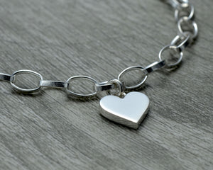heart pendant for charm bracelet in sterling silver