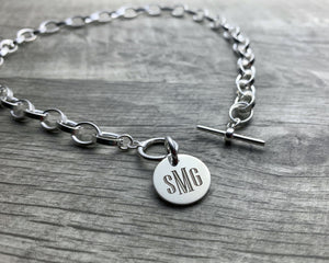 Personalized monogram choker necklace in sterling silver
