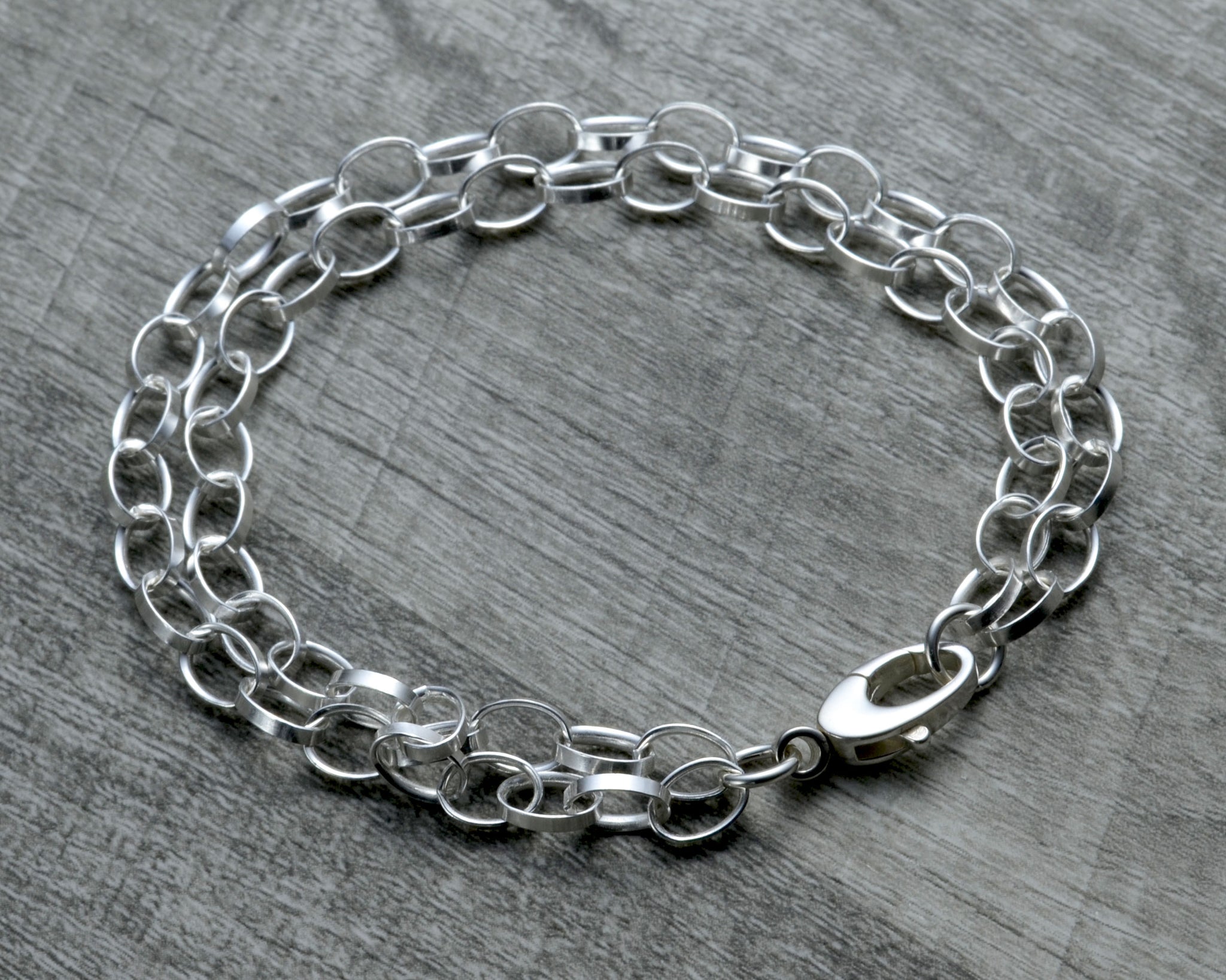 Sterling Silver Double Link Charm Bracelet 11mm (150 Gauge)- 3 Lengths -  Kingscrossjewelry.com