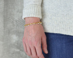 LAYERED GOLD VERMEIL STERLING SILVER CHARM BRACELET