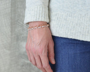 LAYERED ROSE GOLD VERMEIL STERLING SILVER CHARM BRACELET