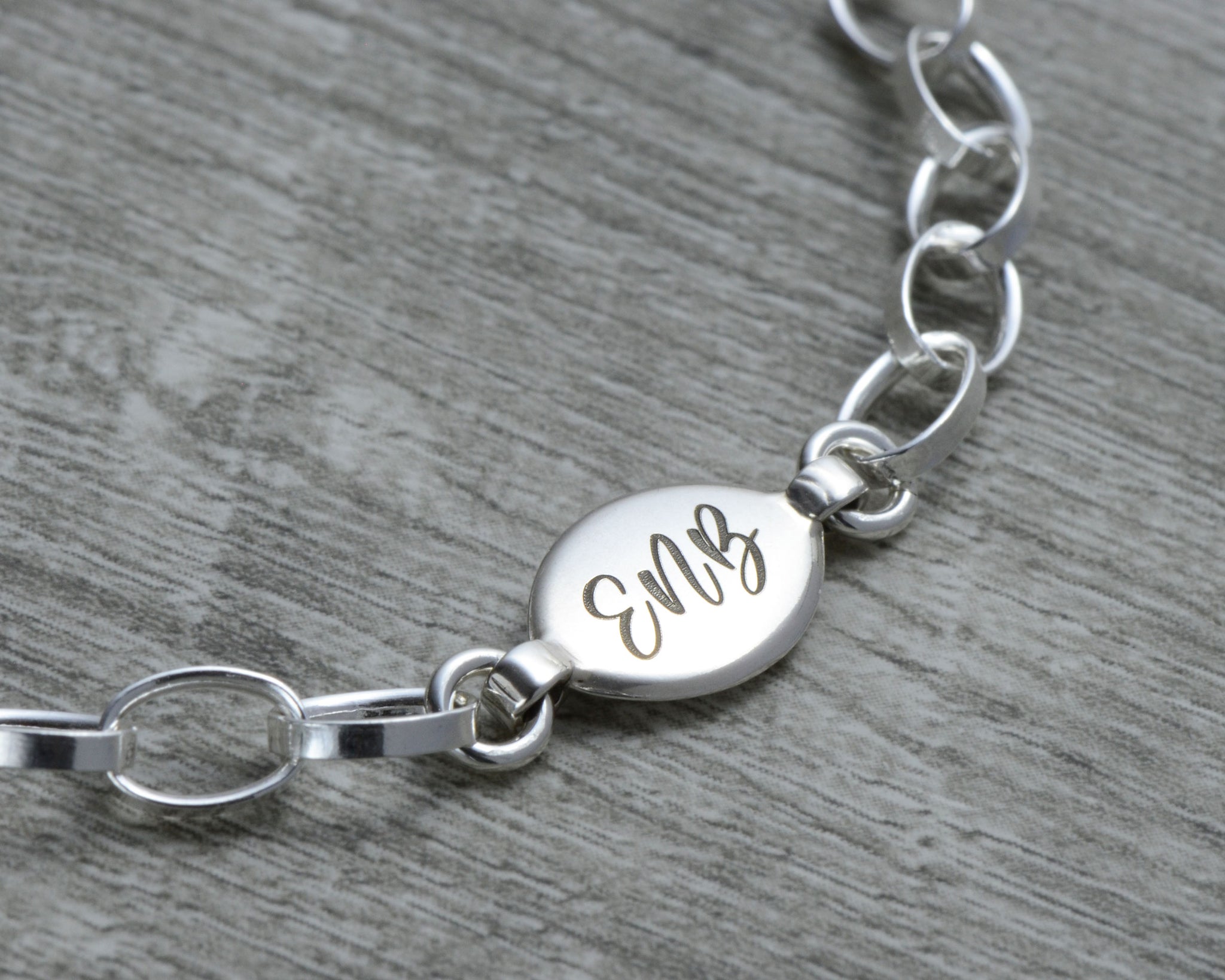 Sterling Silver Initial Bracelet Personalized Initial Bracelets Wellesley Row 7.5 Font 1
