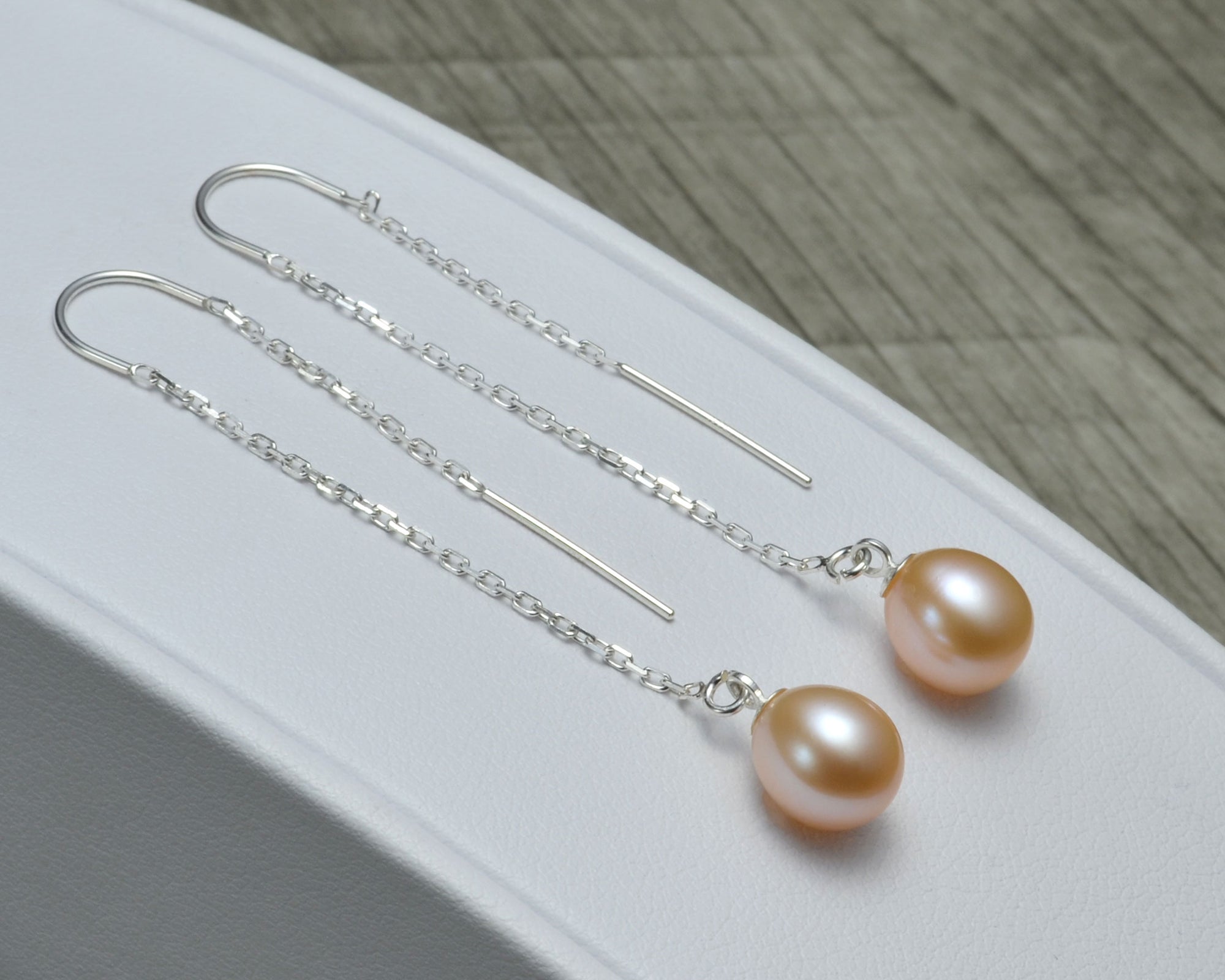 PINK PEARL THREADER EARRINGS