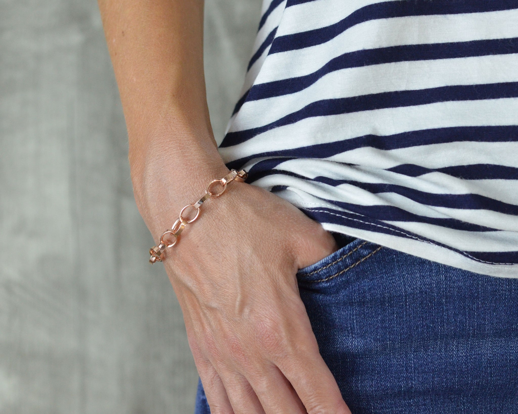 Rose Gold Vermeil Charm Bracelet, Toggle Clasp | Wellesley Row