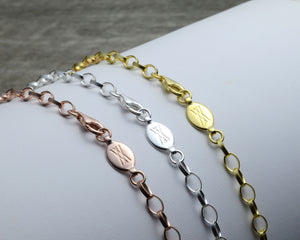 Gold Charm Necklace for Her with 2 Charm Holder Stations | Oval Rolo Link, Personalized Necklace | Wellesley Row 22