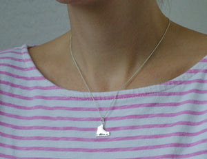 Sterling Silver Ice Skate Pendant Necklace