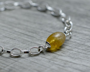 Yellow citrine gemstone charm bracelet in sterling silver