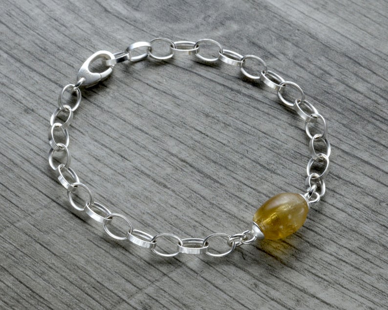 YELLOW CITRINE GEMSTONE CHARM BRACELET