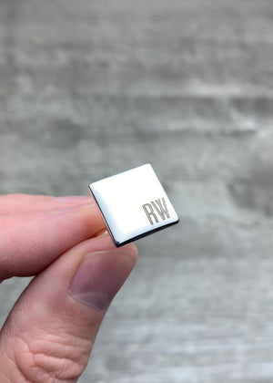 Mens engraved square cufflinks in sterling silver